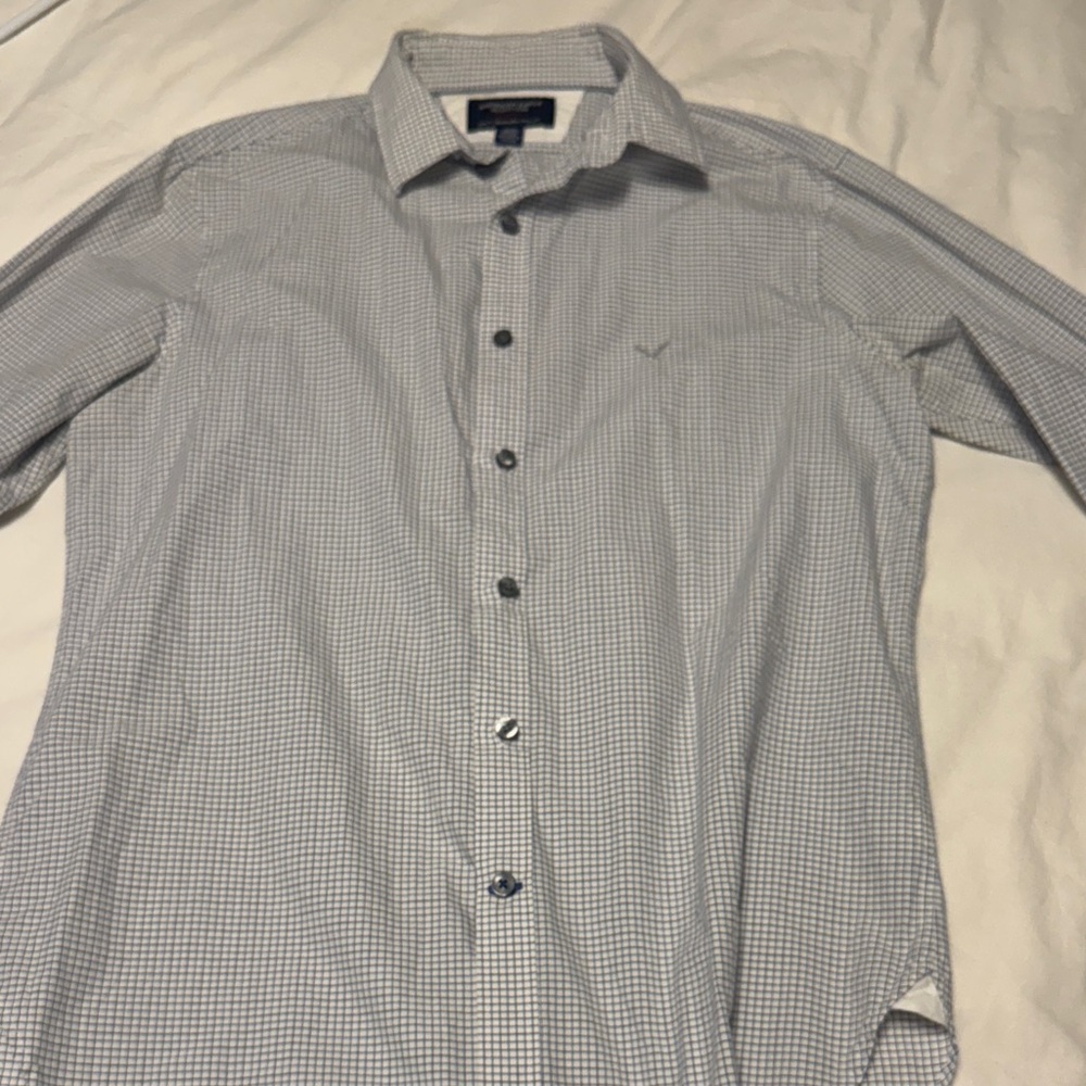 American Eagle Outfitters Men's Gray Checkered Shirt